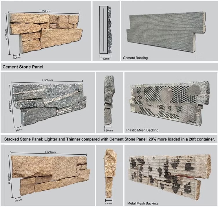 3 types of stone panels - Top Stone Panels interlocking z panels and cement backed stone cladding in multiple colors, seamless modular z clad system for commercial facades