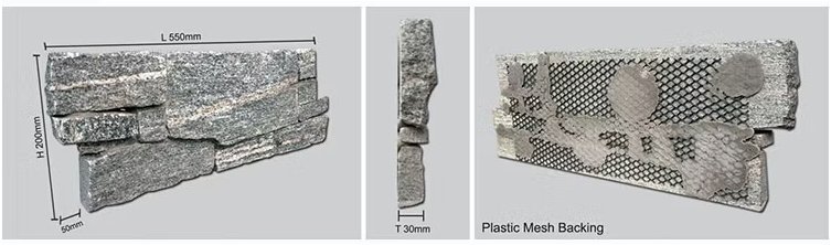 Mesh and resin backed stone panel — lightweight fiberglass reinforced backing for easy handling and interior applications