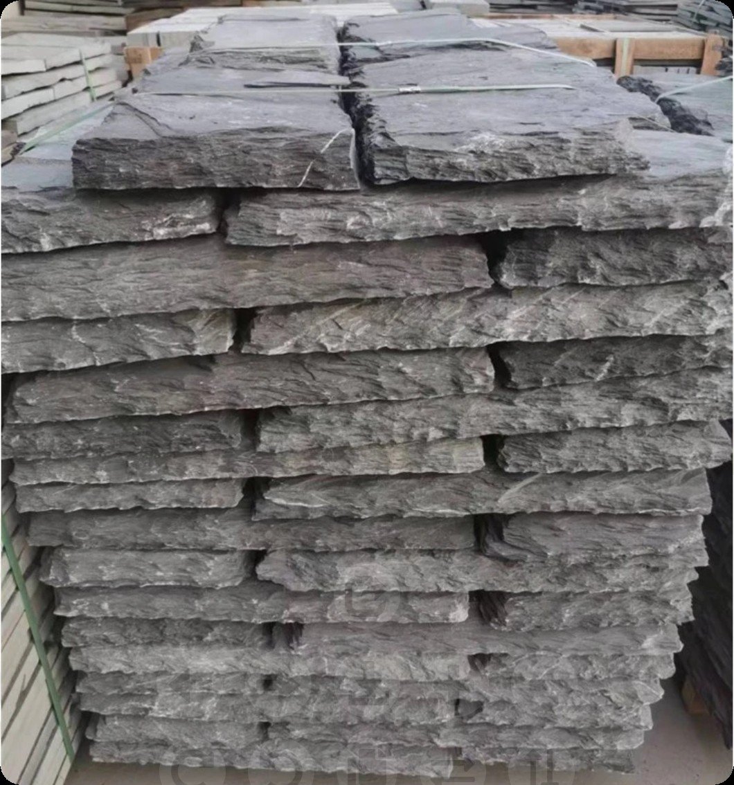Stacked stone pillar cap profile 1, vein-matched natural stone cap