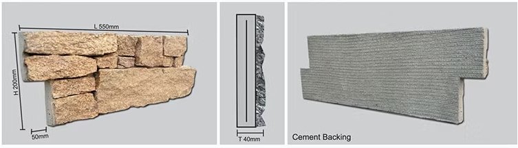 Cement stone panel with mechanical anchors — heavy-duty interlocking Z-panel for exterior cladding