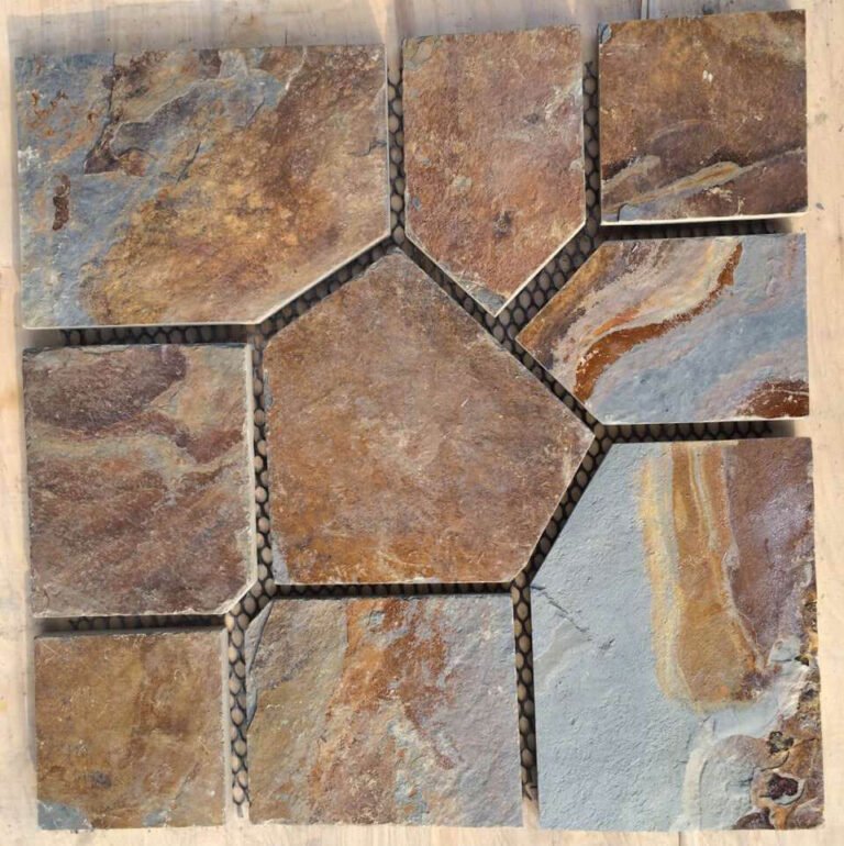 crazy paving flagstone main - natural slate flagstone wholesale and crazy paving for driveway, pool surround pavers and patio landscaping, non-slip salt-resistant pathway stone - photo 1