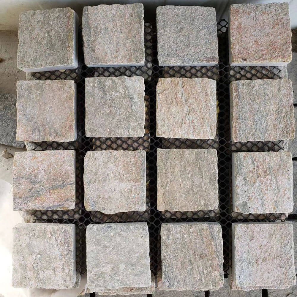 Crazy paving flagstone colorway, mesh-backed natural slate sheets for driveway and pool surround paving