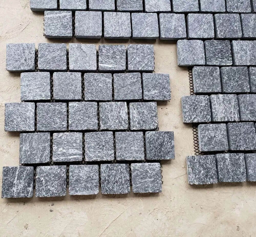 Crazy paving flagstone colorway, mesh-backed natural slate sheets for driveway and pool surround paving