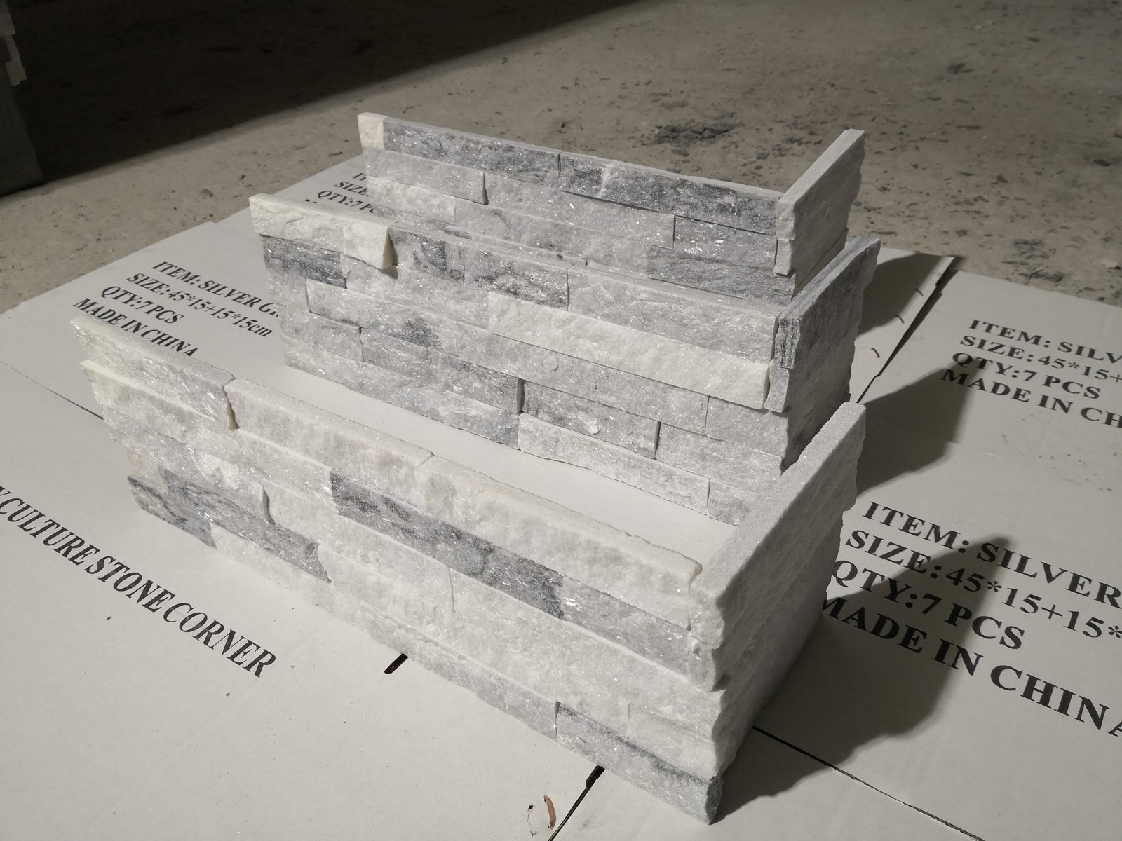 stacked stone corner installation detail