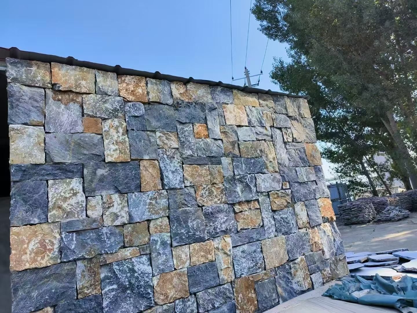 loose stone application installed wall thin veneer adhesive