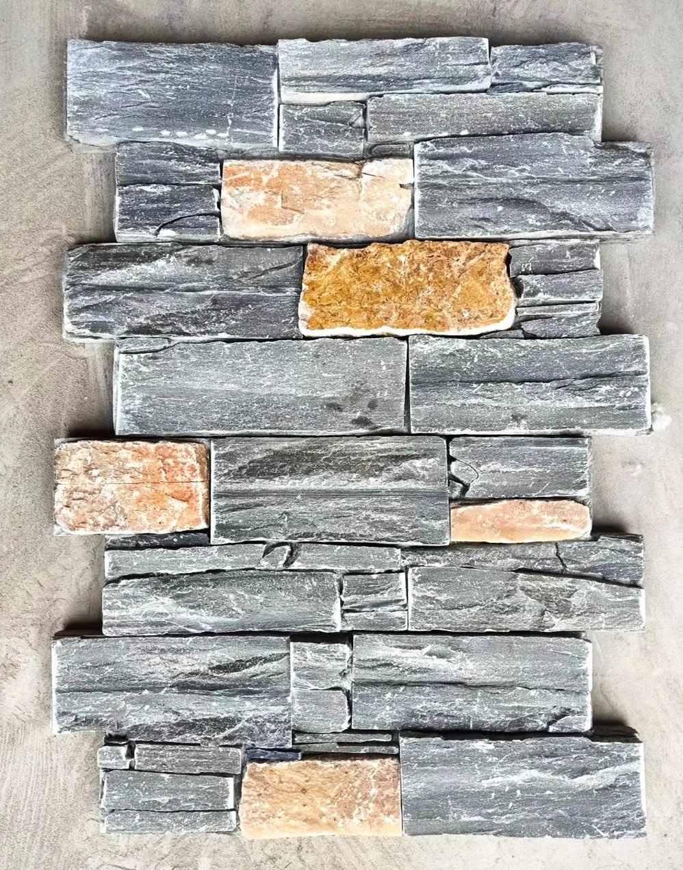 Interlocking z panel colorway, cement backed stone cladding 20x55cm for seamless commercial facades