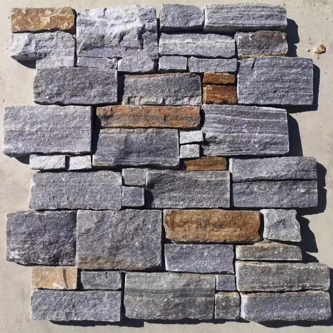 Interlocking z panel colorway, cement backed stone cladding 20x55cm for seamless commercial facades
