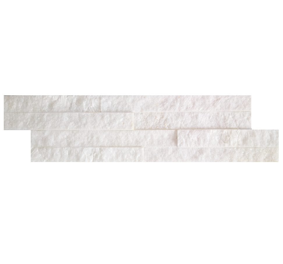sparkle white quartzite split face veneer 10x36cm