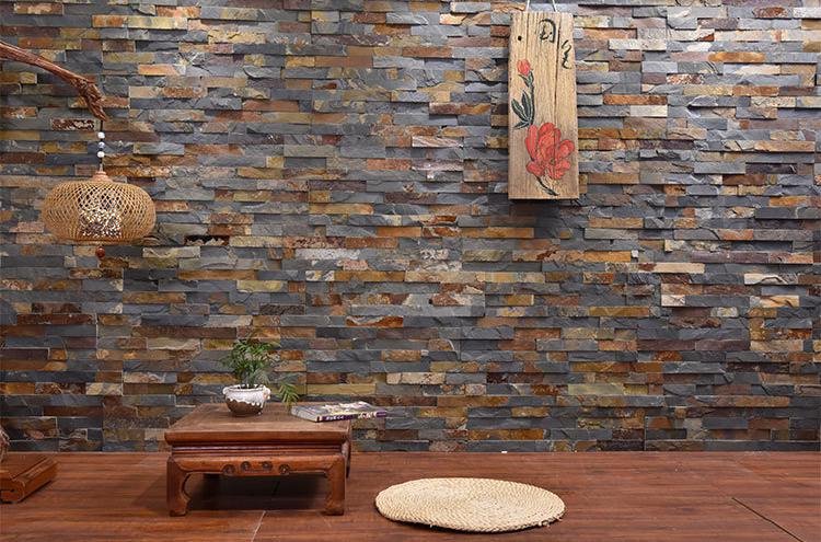 Interior feature walls with thin ledgestone finish