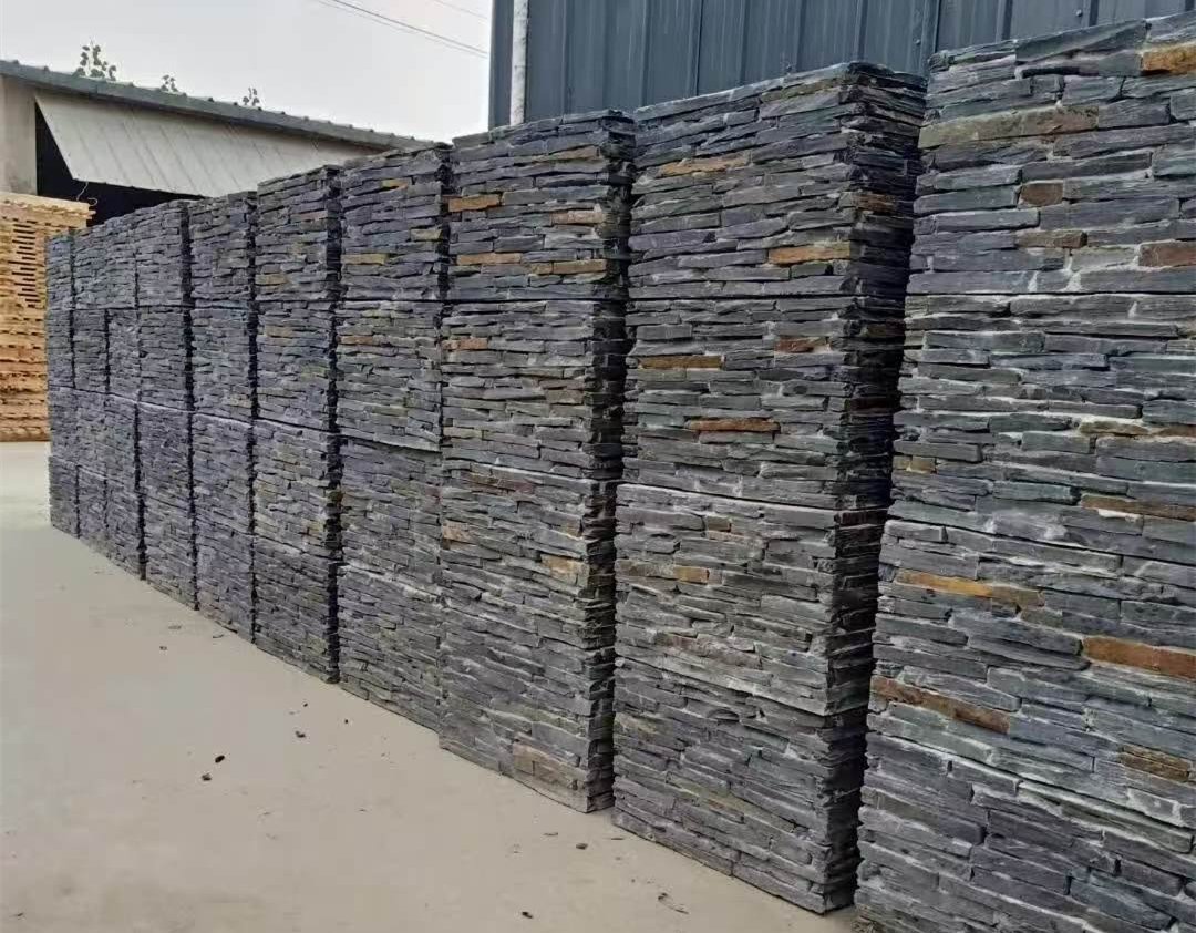 Factory production of stacked stone column sections