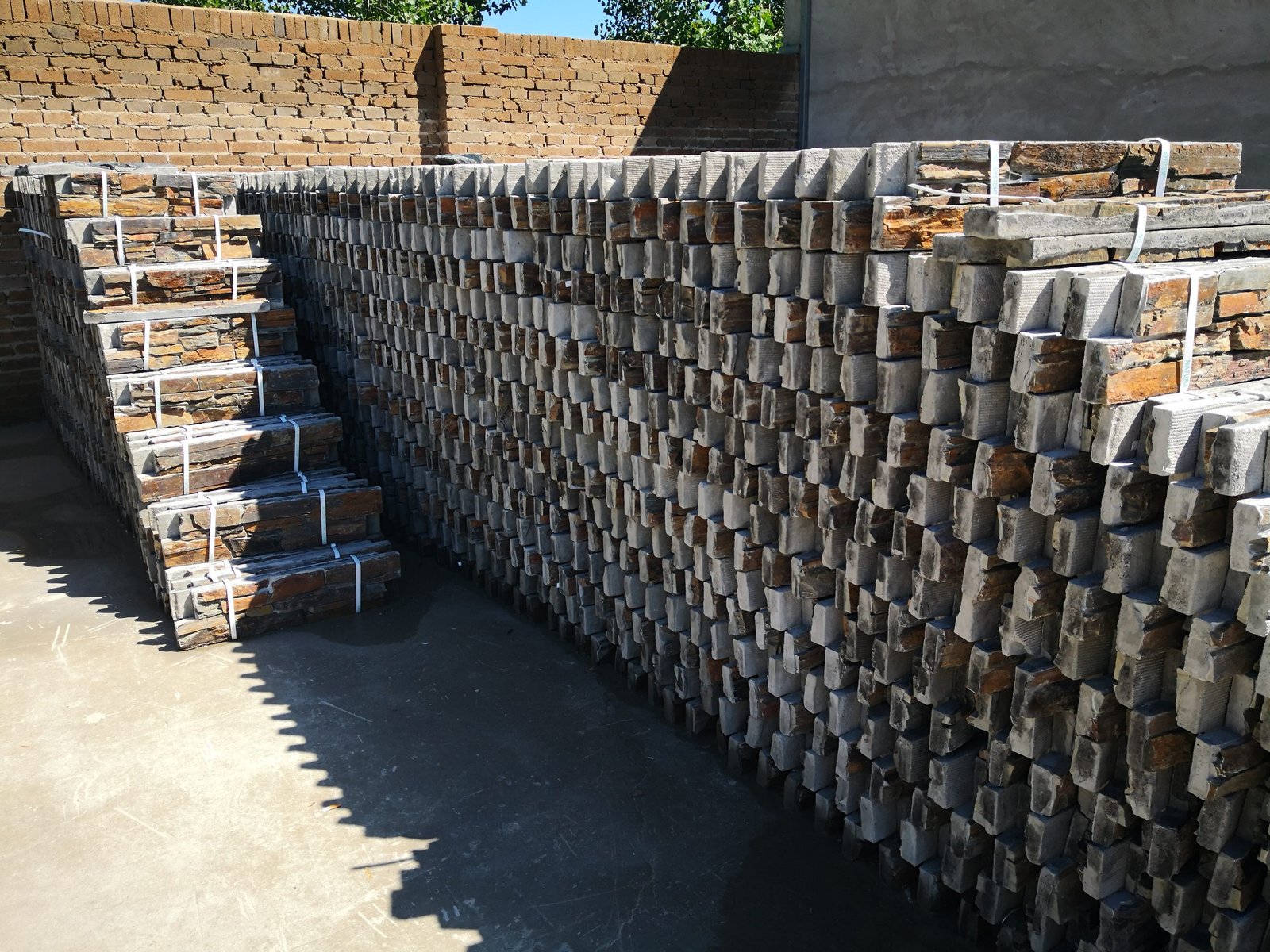 stone panel system - cement backed stone cladding production and export packing at Top Stone Panels factory, reinforced crating for safe container loading - photo 2