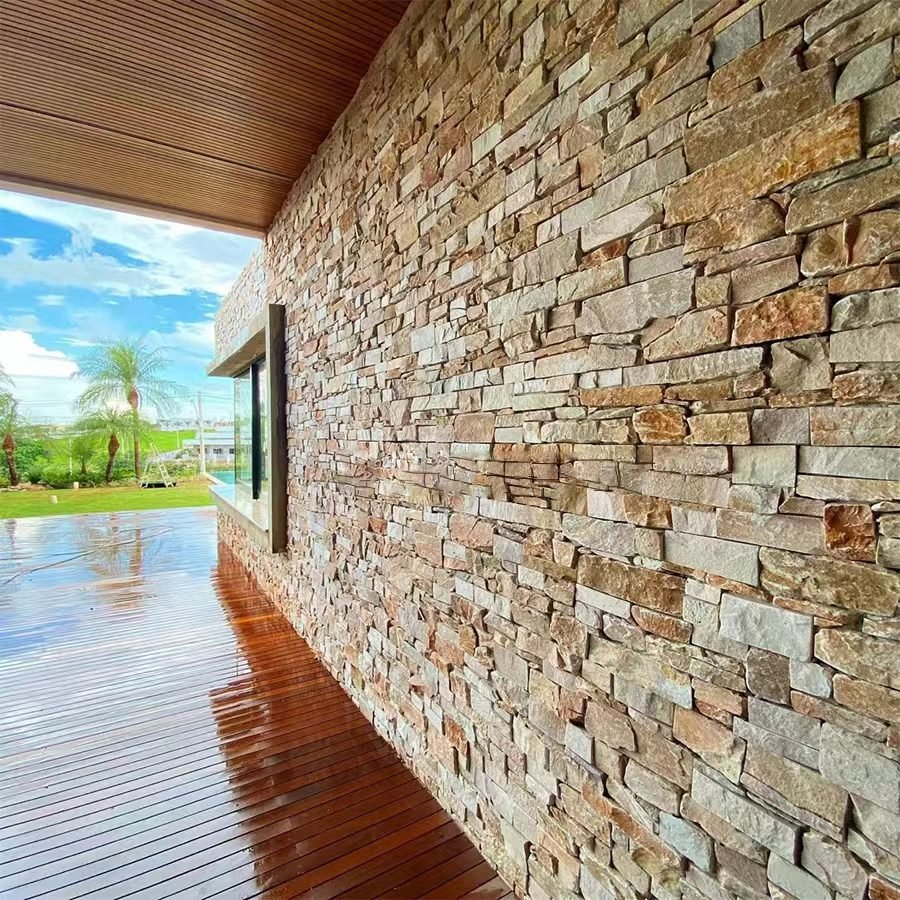 Modern architectural facades with interlocking natural stone Z-panels