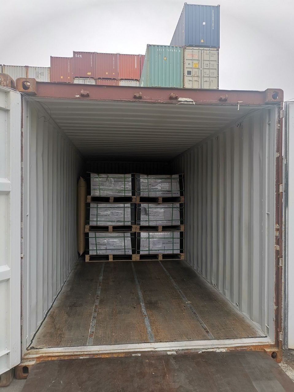 Container loading complete, ready for ocean freight dispatch