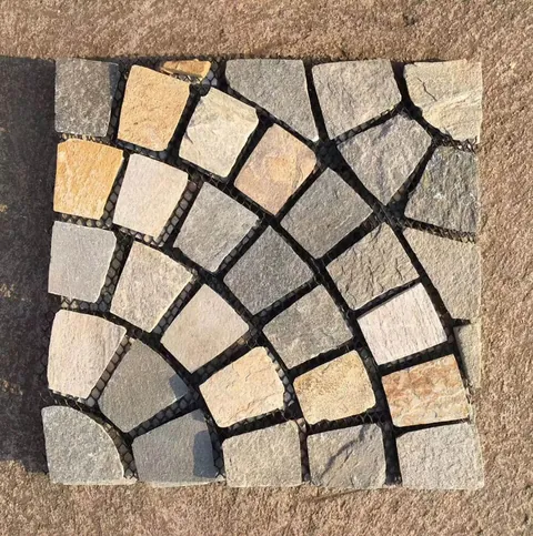 Crazy paving flagstone colorway, mesh-backed natural slate sheets for driveway and pool surround paving