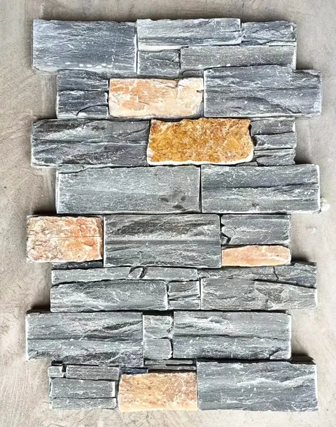 Interlocking z panel colorway, cement backed stone cladding 20x55cm for seamless commercial facades