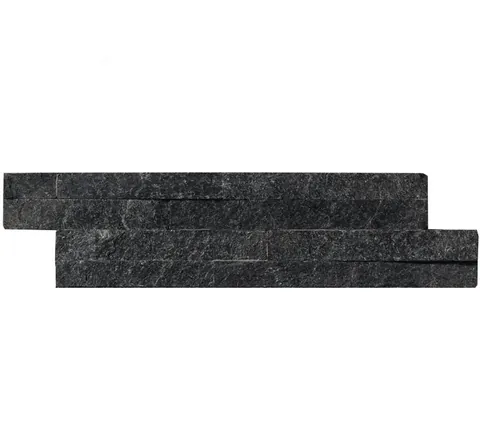 sparkle black quartzite thin ledgestone wall tile 10x36cm